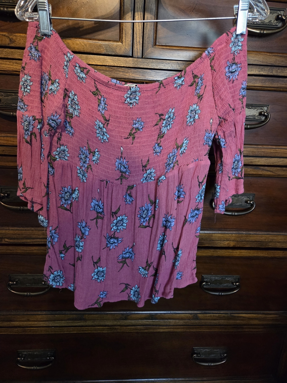 Floral Off-Shoulder Pink Blouse
